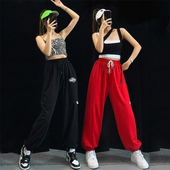 子跳舞练功束脚长裤 爵士舞服装 女团演出服jazz舞蹈宽松街舞运动裤