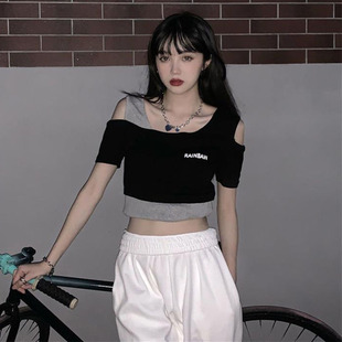 欧美辣妹女装练习室短款女团穿搭jazz上衣爵士跳舞衣服泫雅ins风