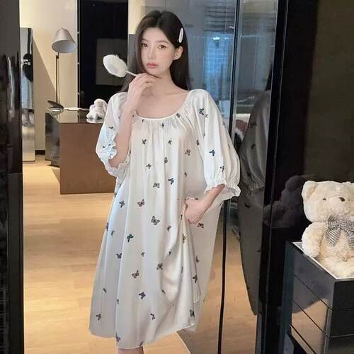 冰丝睡衣女夏季纯欲风宽松睡裙