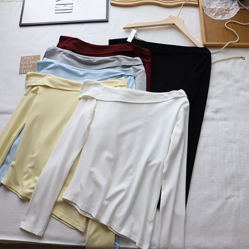 比正2025秋季新韩版斜领露肩时尚