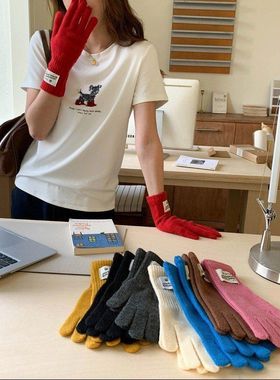 博主同款 可触屏加长护腕氛围感针织手套ZY3874强明女装