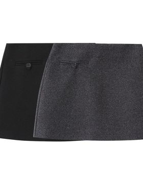 灰色羊毛高腰显瘦A字百搭毛呢短裙女秋冬包臀半身裙11068强明女装