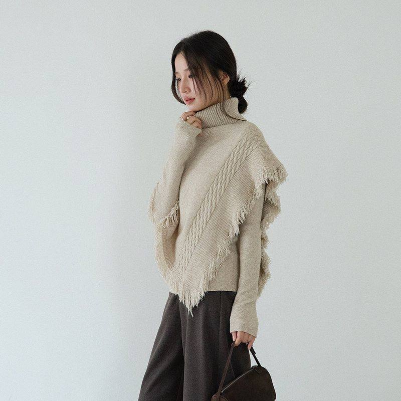 赫本流苏斗篷不规则高领毛衣+显瘦针织打底衫两件套11101强明女装,女装/女士精品,时尚套装,淘宝优惠券,粉丝福利购,淘宝优惠卷