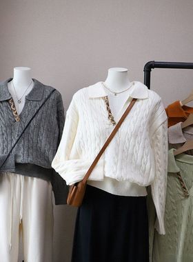 2025秋冬新款韩系减龄显瘦休闲麻花保暖百搭套头毛衣5639强明女装