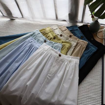 网红~2025春夏新韩系简约遮胯半身裙A字休闲百搭伞裙3539强明女装