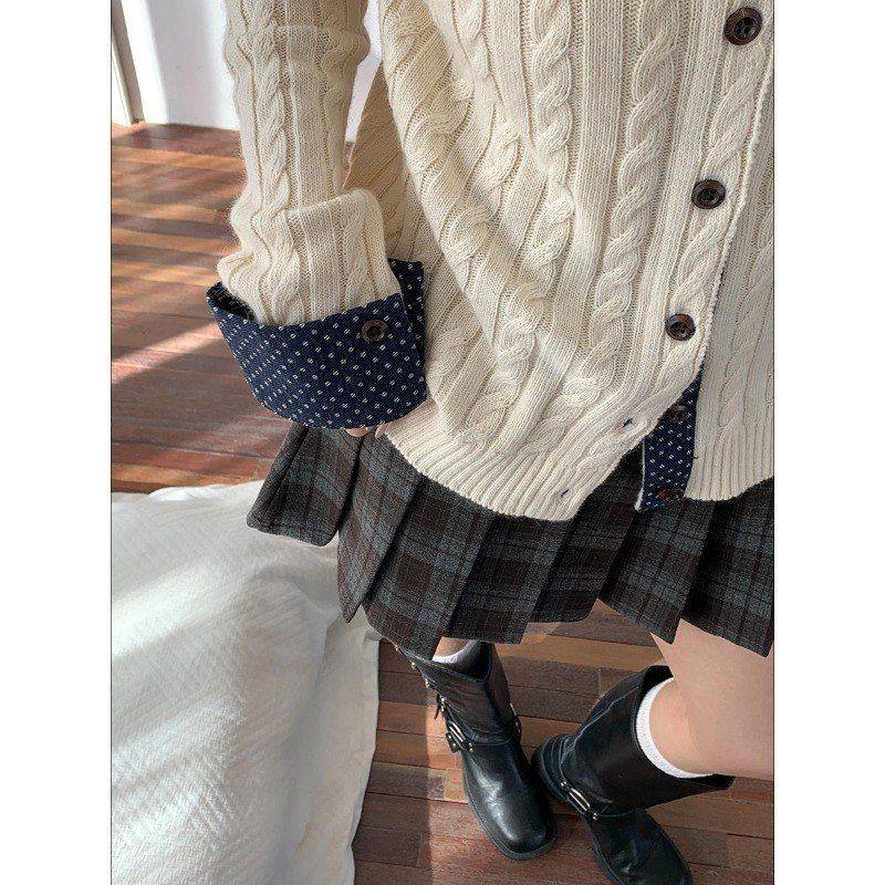 冰岛织语 羊毛兔毛混纺波点拼接针织开衫ZY3822强明女装,女装/女士精品,毛针织衫,淘宝优惠券,粉丝福利购,淘宝优惠卷