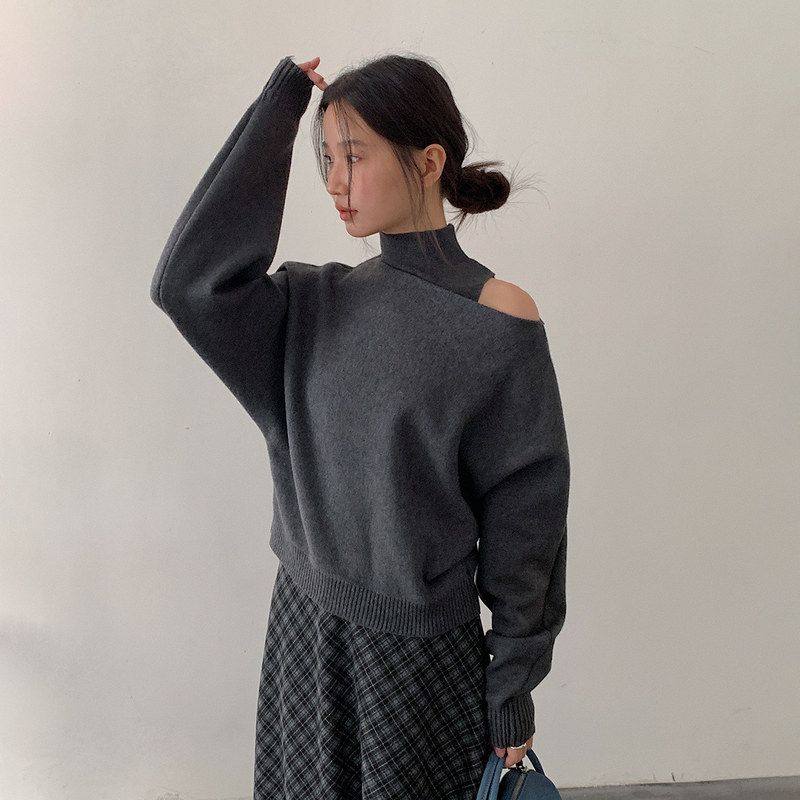 御姐 半高领针织背心+一字肩长袖毛衣女套头两件套11050强明女装,女装/女士精品,时尚套装,淘宝优惠券,粉丝福利购,淘宝优惠卷