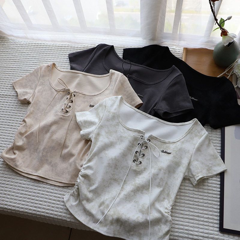 比正2025夏季新品韩版领复古扎染