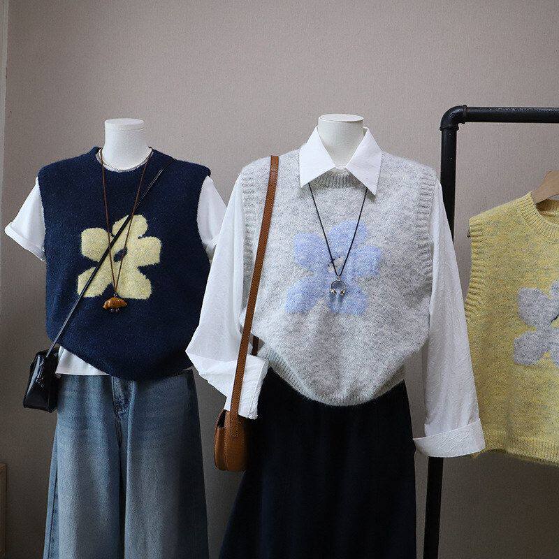 2026早春新款韩版圆领提花减龄百搭套头针织马甲背心5837强明女装