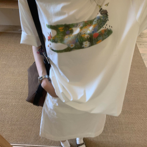 JCFS美式复古字母印花短袖T恤女2025夏季新款宽松显瘦休闲上衣潮