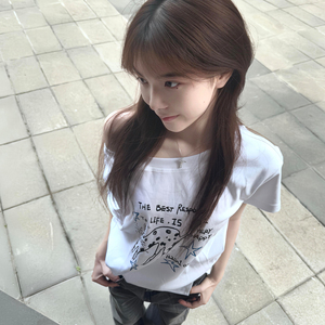 JCFS~美式复古卡通印花短袖T恤女2025夏季新款宽松显瘦休闲上衣潮