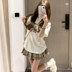 JCFS白色小熊印花短袖t恤女2025夏季新款设计感小众超好看上衣潮