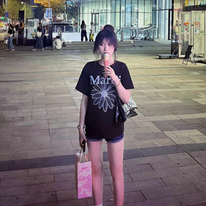 JCFS~美式复古小雏菊印花短袖T恤女2025夏季新款宽松显瘦休闲上衣