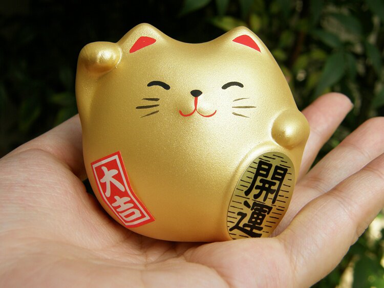 正品日本制造 招财猫工艺品  陶土 办公室小物 汽车摆件 摆饰