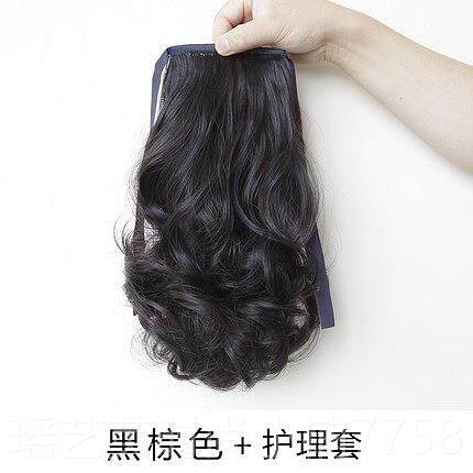 正品假马尾假女 绑带式形微发卷短辫子隐彷短卷发网红抓夹真发假