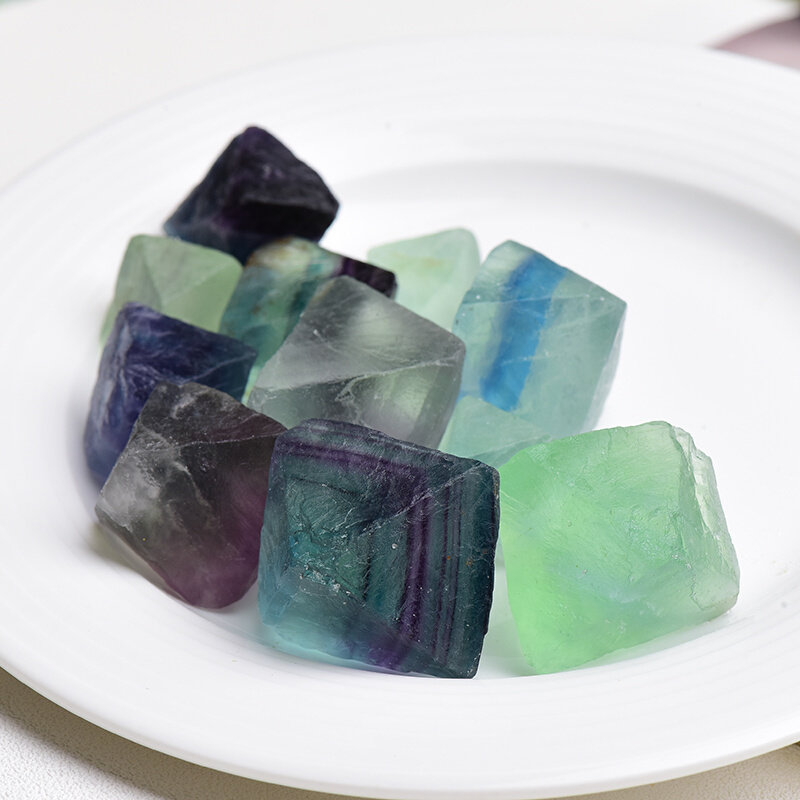 正品悦尔原石彩萤石水晶矿石标本毛料矿物晶体可雕刻料半宝石玛瑙