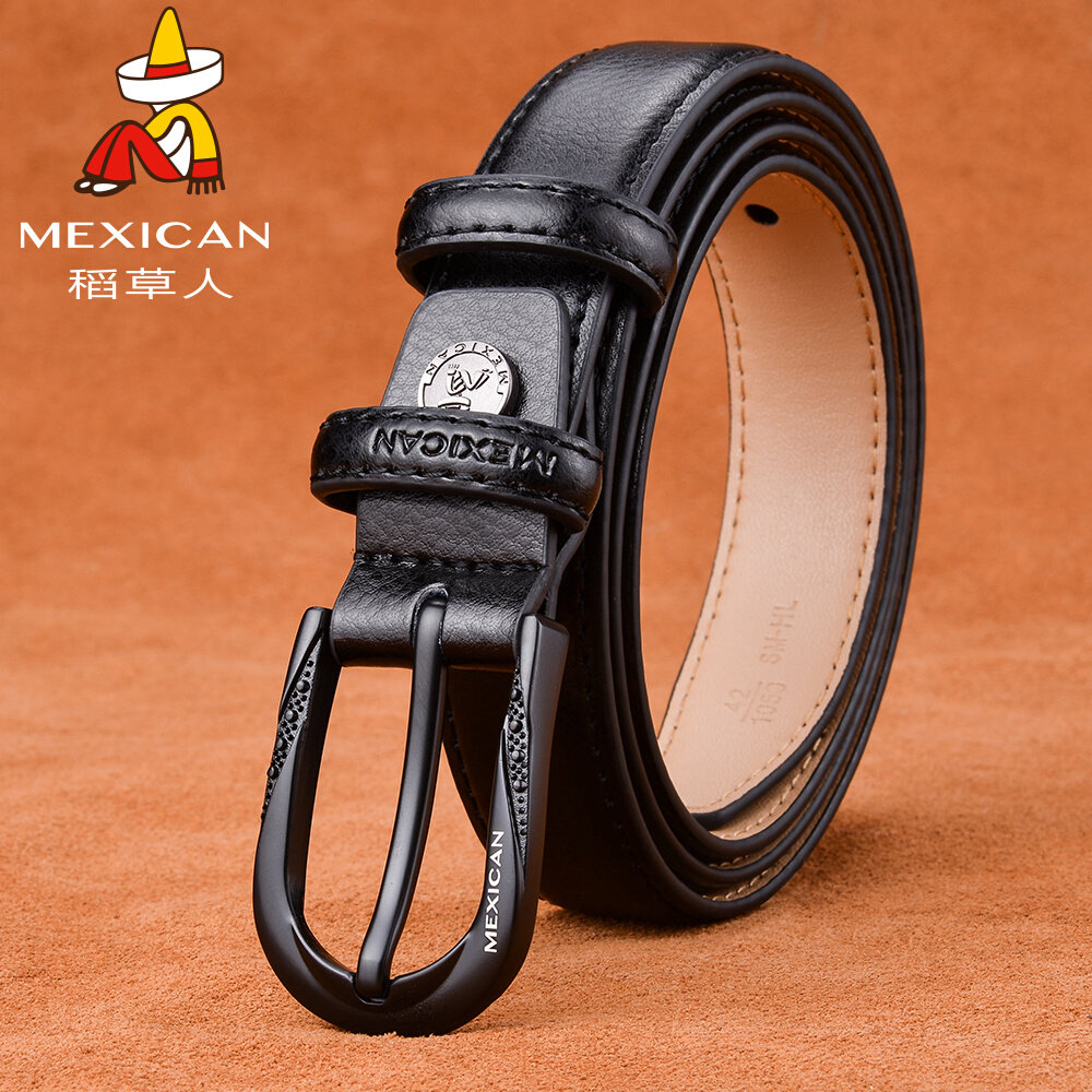 正品稻草人女士真皮皮带纯牛皮装饰简约百搭细腰带女款牛仔裤裤腰