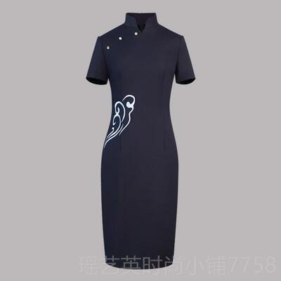 正品空姐制服高端职旗业袍式连衣裙楼酒店前台售珠宝店美容师工中