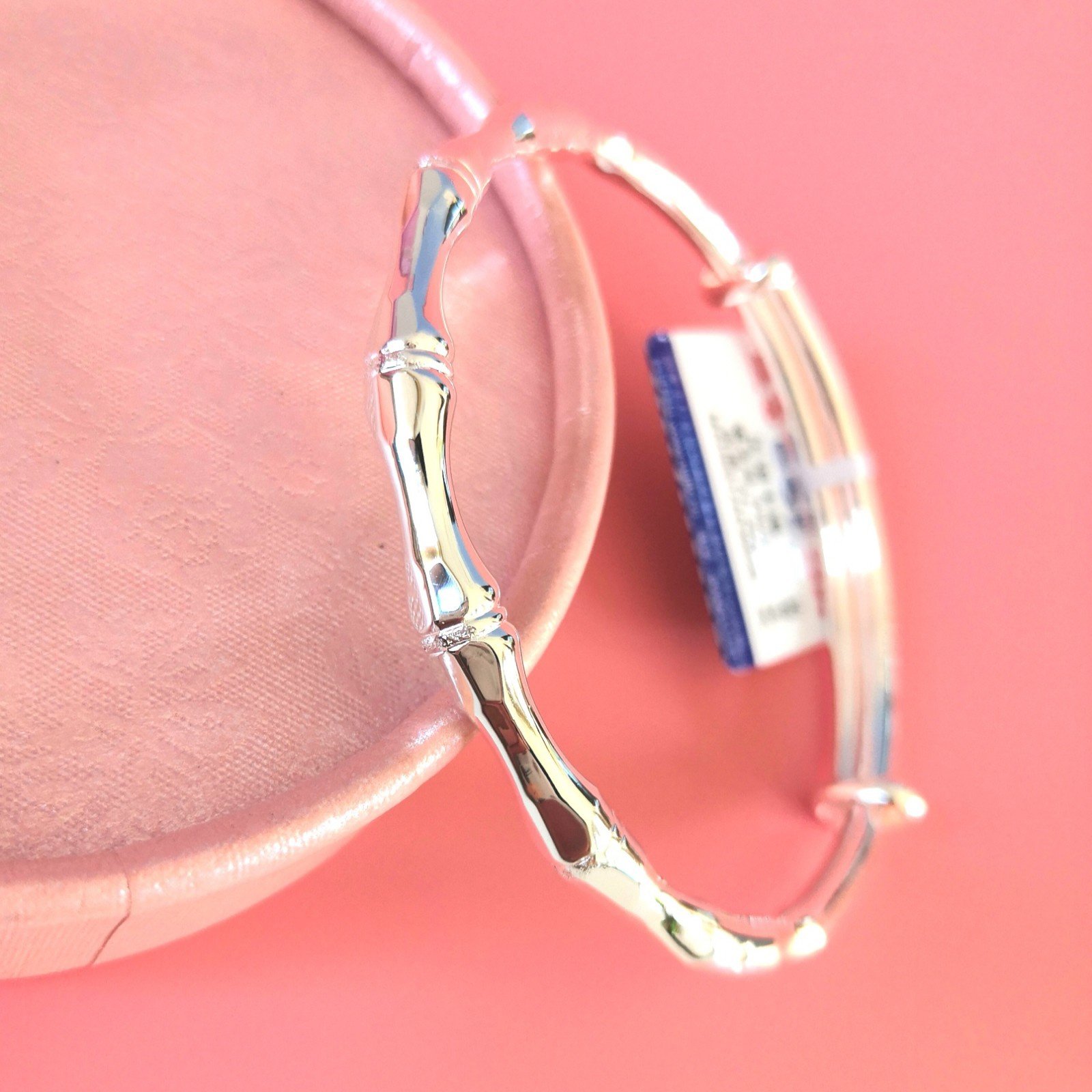 正品梦祥990足银手镯 净面车花竹节时尚女纯银饰品 节节高送礼物