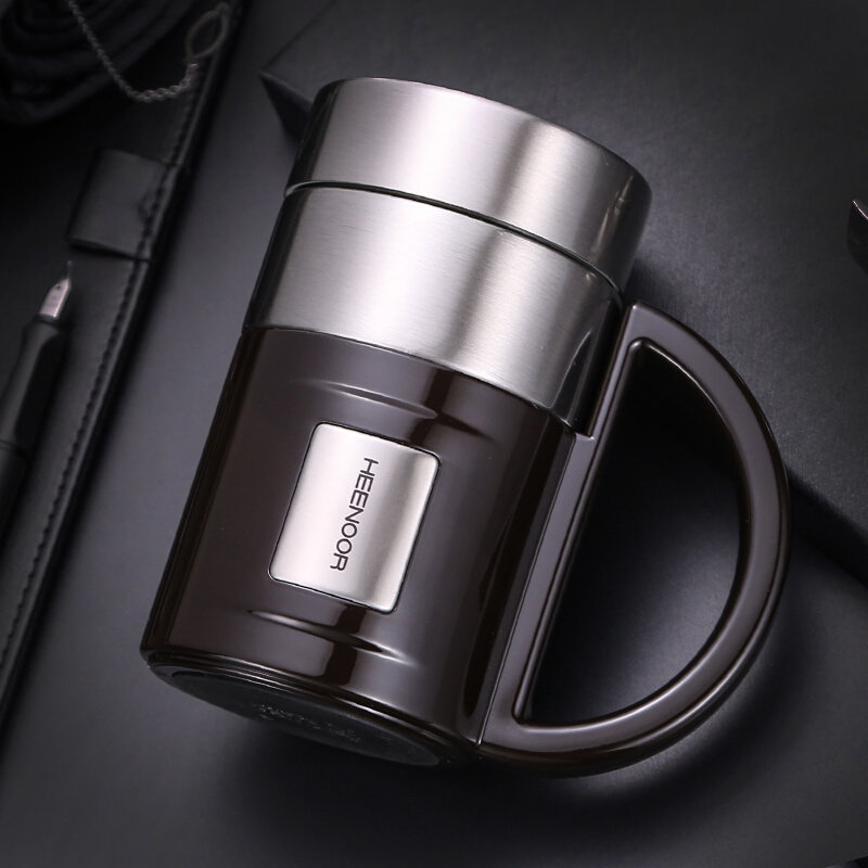 正品希诺保温杯带手柄男高档泡茶带把手办公室杯子高端大容量品牌