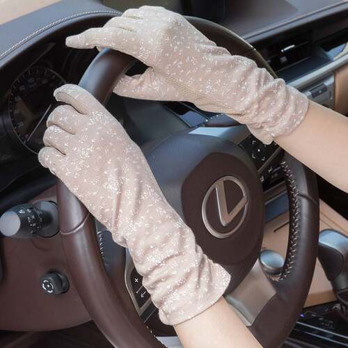 中款开车防晒手套女士骑车遮阳短