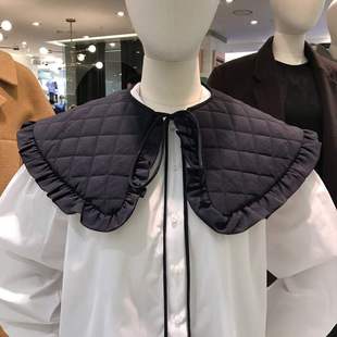 新款披肩外搭加厚加棉假领子配毛衣羽绒服小众可爱娃娃领装饰衣领