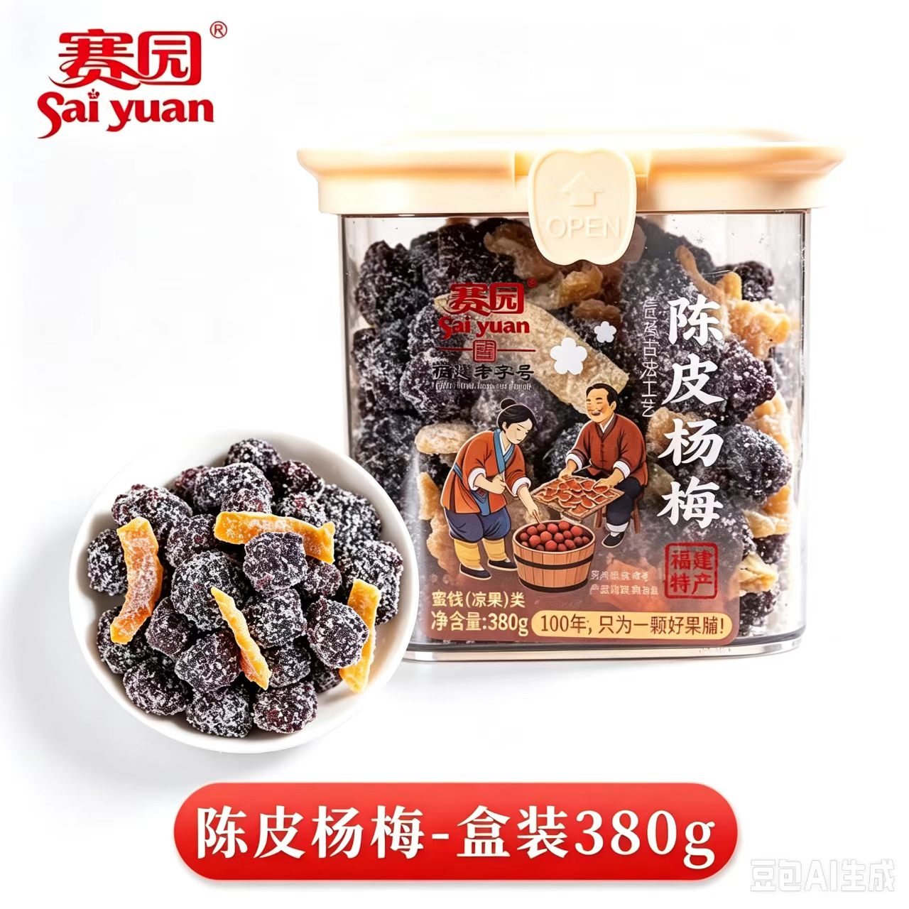 福建特产赛园古制李干酸甜芙蓉李陈皮冰糖杨梅干瓶装零食蜜钱