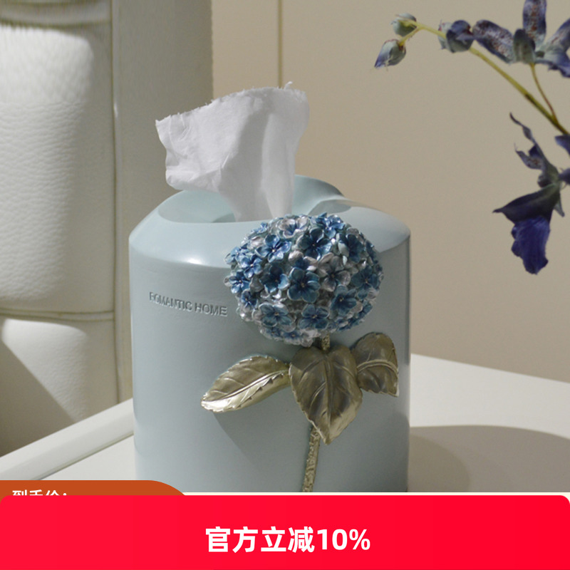 圆形花朵创意可爱纸巾筒家用桌面