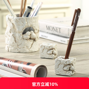创意笔挂多功能笔搁茶室茶搁茶文房摆件钢笔架山笔托摆件办公笔座