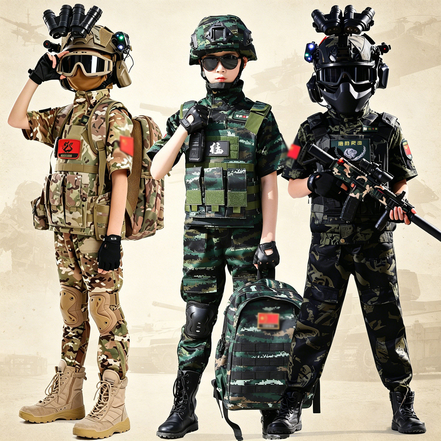 儿童迷彩服套装特种兵套装男三角洲行动衣服迷彩服男高端威龙套装