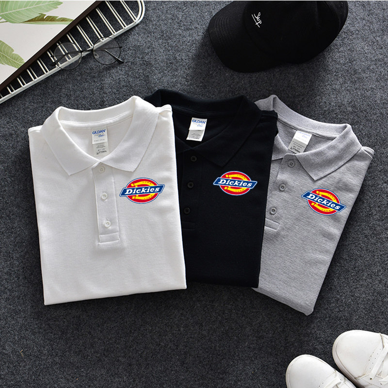 迪克斯短袖男潮牌polo衫翻领t恤纯棉宽松ins潮流情侣衣服港风白色