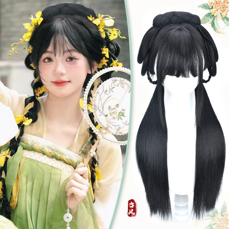 汉服发饰古装假发一体式全头套魏晋风汉服襦裙古风真发假发头套