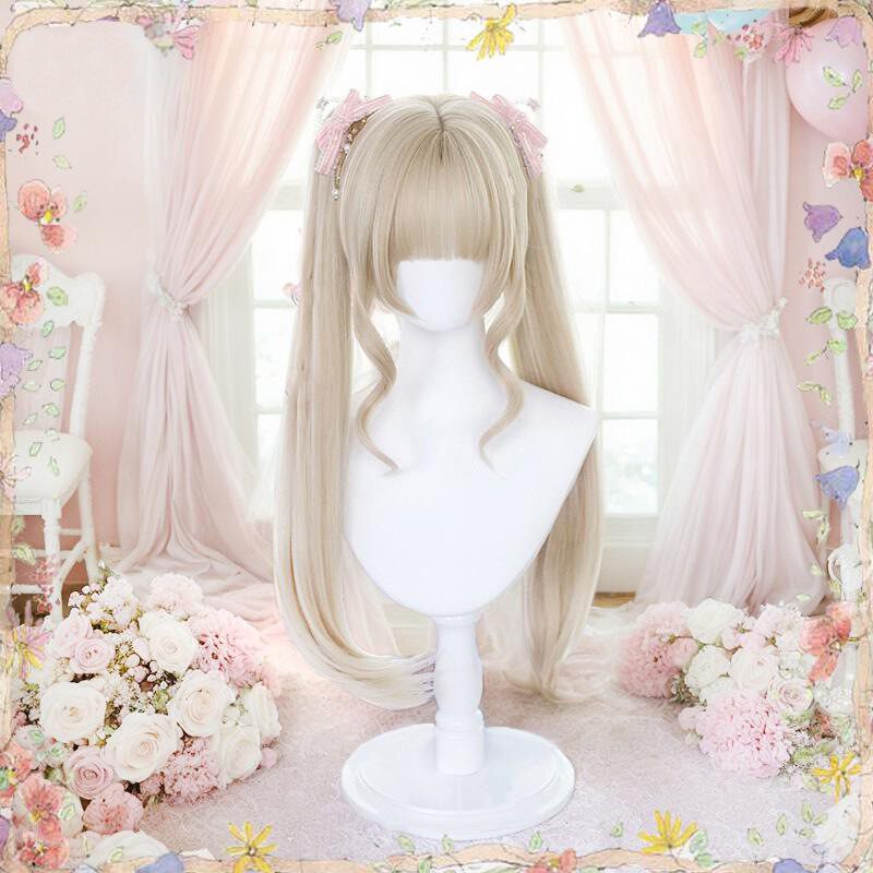 假发女Lolita白金色全头套cos双马尾姬公主切自然真发整顶假发