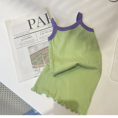 女童绿色吊带裙夏季薄款2026新款洋气宝宝夏天小裙子儿童连衣裙夏