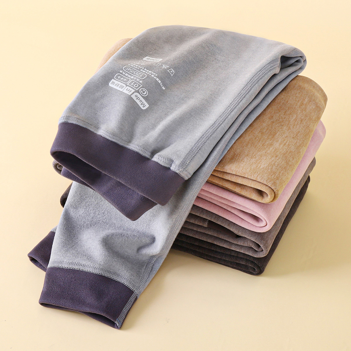 秋季新款儿童校服炫彩蚕丝羊毛冬季保暖裤双面磨毛打底裤