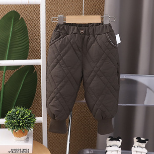 童装冬装裤子新款森系男女童菱格夹棉灯笼裤洋气加厚棉裤外穿