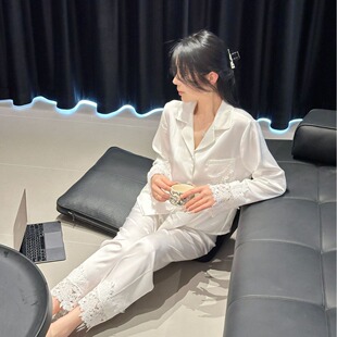 春季 小红书奢华高定法式 仿醋酸气质蕾丝家居服 白光曼妙 YASE