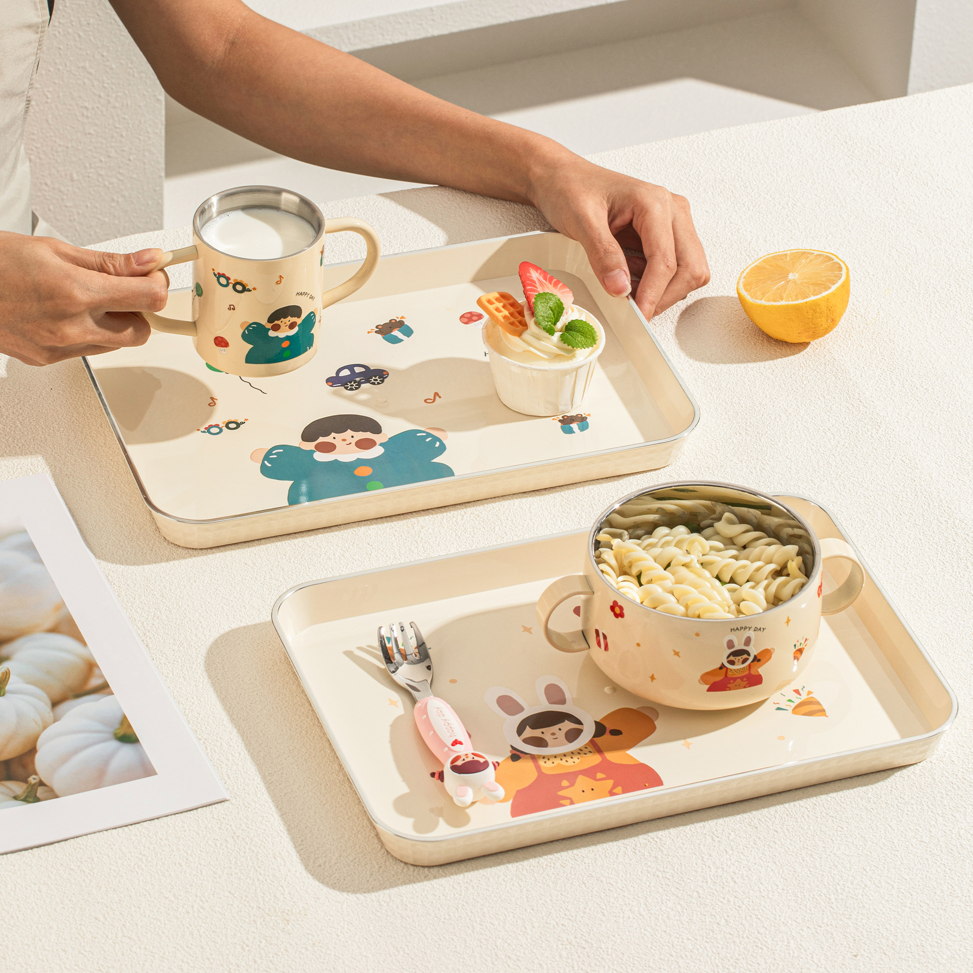 塑料托盘长方形个人专用儿童餐盘一人食点心盘2025新款漂亮盘子