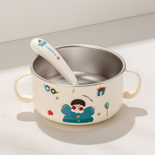 送吸盘!一体成型316不锈钢儿童碗