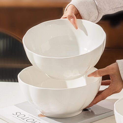 白色8寸汤碗家用2025新款高颜值大号汤面碗釉下彩陶瓷大碗泡面碗