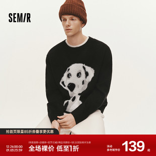 男冬季 复古情侣装 仿貂毛小狗提花针织衫 慵懒美式 2025新款 森马毛衫