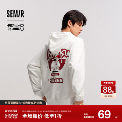 森马印花情侣装宽松连帽卫衣男装