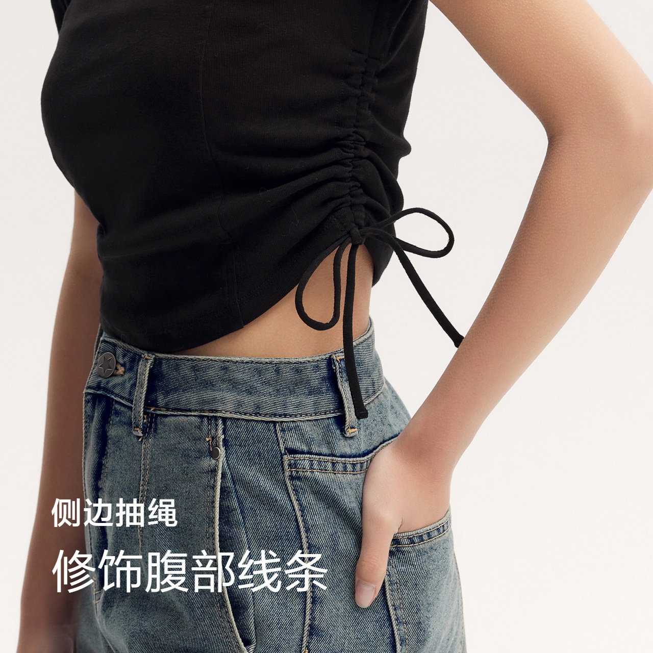 SEMIR POLO 셔츠 여성용 짧고 눈에 띄지 않는 조임끈 탑 타이트하고 슬림한 여름 심플 레터 풀오버 다목적