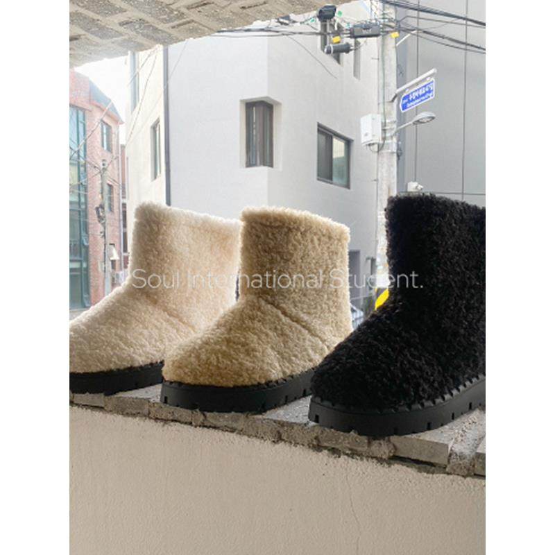 韩国厚底毛绒雪地靴女灰姑娘冬季短筒加绒保暖棉靴毛毛鞋,女鞋,时尚雪地靴,淘宝优惠券,粉丝福利购,淘宝优惠卷