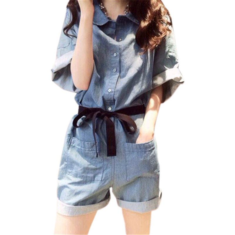 连身衣服女2018夏季新款韩版牛仔连体短裤女高腰阔腿裤学生裤子潮|msdalam kategori Butik wanita / wanita, seluar, seluar santai - dari Buy2taobao.com untuk memberikan perkhidmatan ejen Taobao profesional membeli