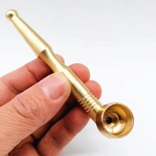纯铜小烟杆创意金属烟袋黄铜两用卷烟斗烟锅老式旱烟杆金属烟斗袋