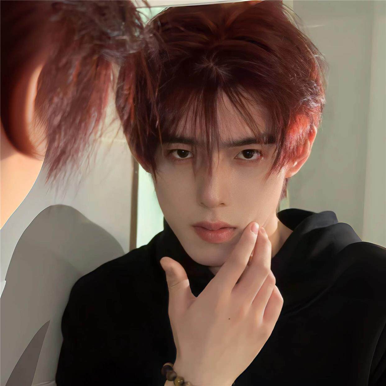 红色假发男生短发个性网红海王红蓬松自然帅气微分碎盖男士全头套