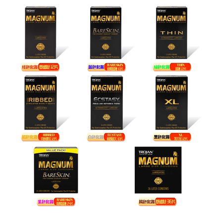 美国制造TROJAN Magnum系列超薄凸点特大号避孕套阔度60~69mm