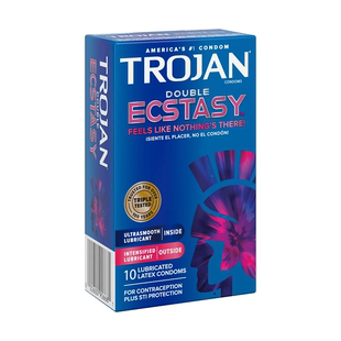 美国造TROJAN Ecstasy DOUBLE避孕套1/10片内仿真润滑外助情润滑