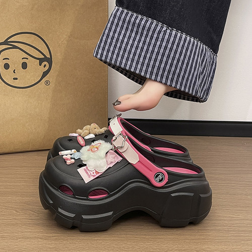 厚底洞洞鞋女款2026新款夏季外穿沙滩防滑防臭有足弓eva凉拖鞋女